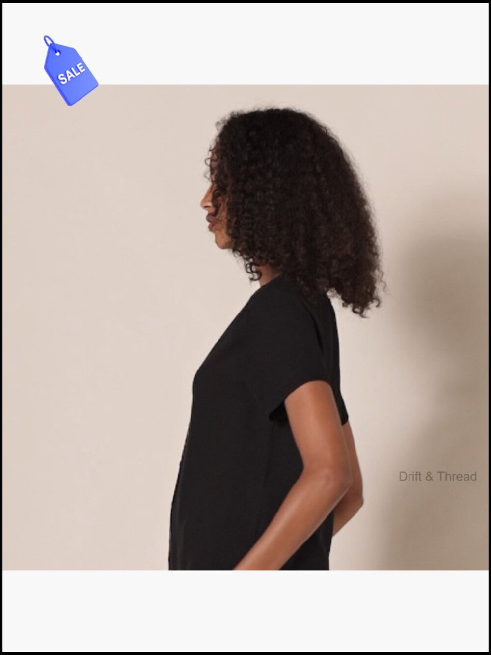Relaxed Fit V-Neck Short Sleeve Woven Blouse - Picture 7 of 7